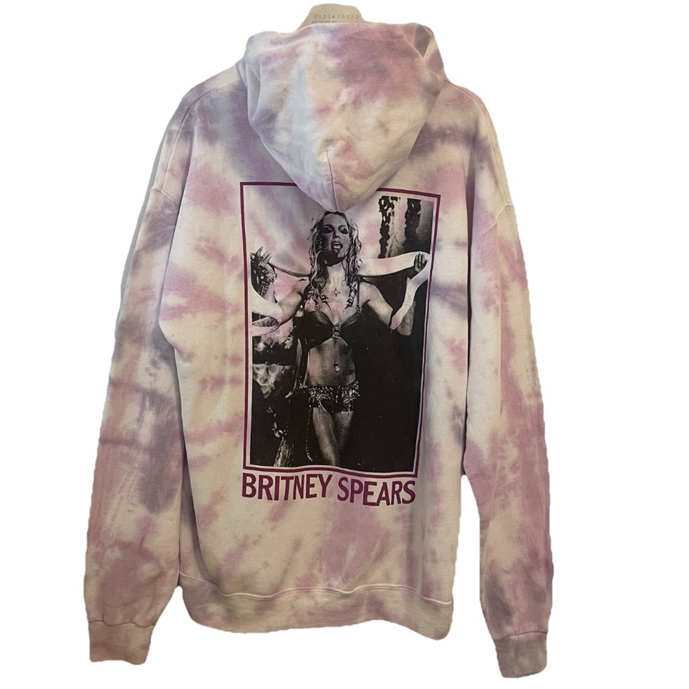 Britney Spears Hoodie Sweatshirt Tie Dye Medium Mens Oversized Fit Pink Purple